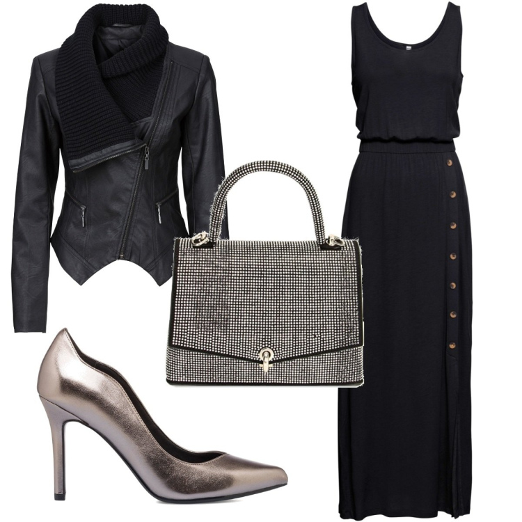 Outfit donna - Total look #1784097. Stile Glamour per Serata fuori. Abbinamento con blazer, vestiti lunghi, borse a mano, décolleté.