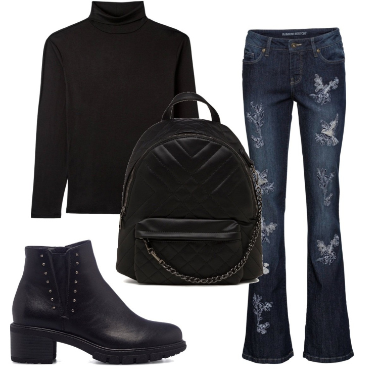 Outfit donna - Total look #1784121. Stile 70s per Scuola/Università. Abbinamento con bluse, t-shirt, stivaletti, zaini.