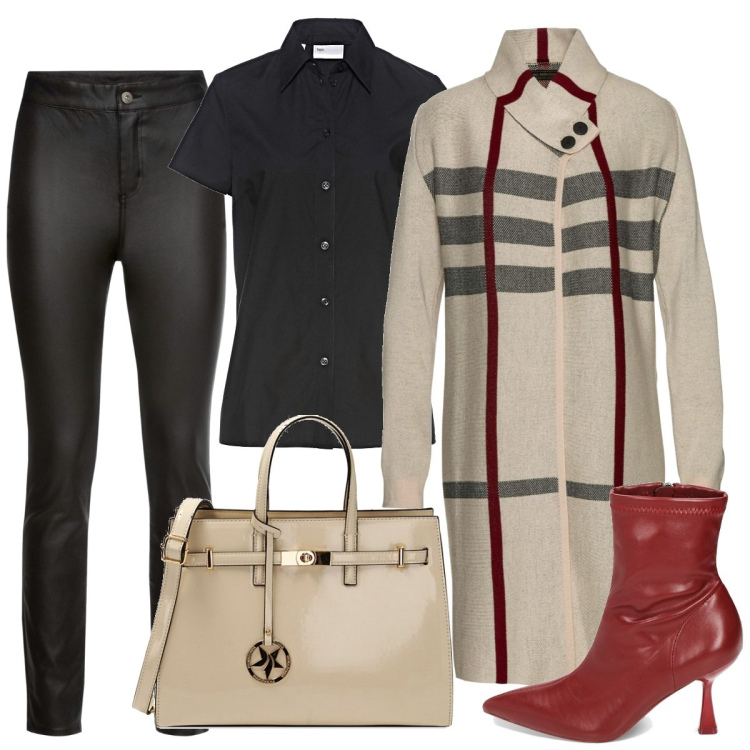 Outfit donna - Maxi pull trendy. Stile Trendy per Tutti i giorni. Abbinamento con camicie a manica corta, cardigans, pantaloni, stivaletti, borse a mano.
