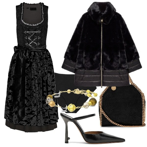 Outfit donna - Total look #1784331. Stile Glamour per Serata fuori. Abbinamento con vestiti, cappotti, culotte, borse tote, braccialetti, décolleté.