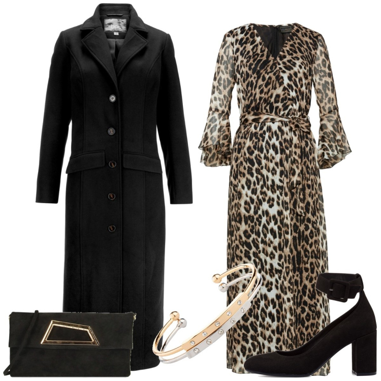 Outfit donna - Total look #1784397. Stile Trendy per Serata fuori. Abbinamento con vestiti lunghi, cappotti, braccialetti, pochette, décolleté.