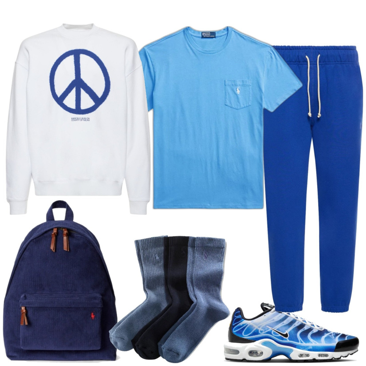 Outfit uomo - Sportivo top. Stile Casual per Sport. Abbinamento con calzini, t-shirt, borse sportive, sneakers, pantaloni, felpe.