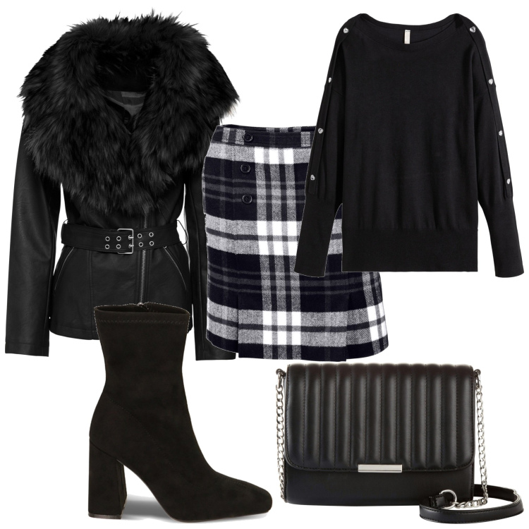 Outfit donna - Total look #1784461. Stile Glamour per Serata fuori. Abbinamento con minigonne, maglieria, blazer, borse a tracolla, stivaletti.