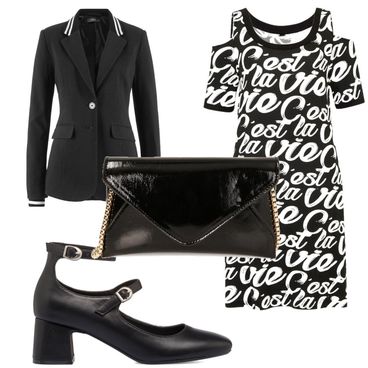 Outfit donna - Total look #1784687. Stile Trendy per Tutti i giorni. Abbinamento con blazer, vestiti, borse a tracolla, décolleté.