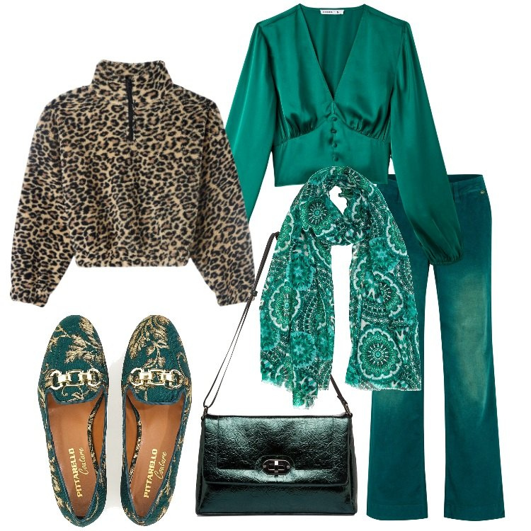 Outfit donna - Bantoa WhatsApp!. Stile Trendy per Serata fuori. Abbinamento con pantaloni, bluse, felpe, borse a tracolla, mocassini, sciarpe.