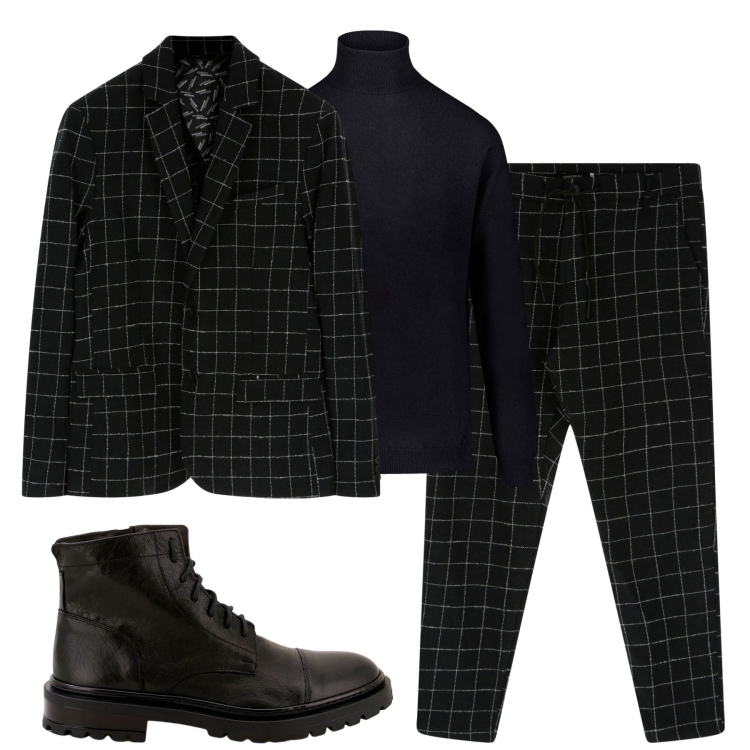 Outfit uomo - Abito a quadri. Stile Trendy per Tutti i giorni. Abbinamento con giacche, pantaloni, scarpe stringate, maglieria.