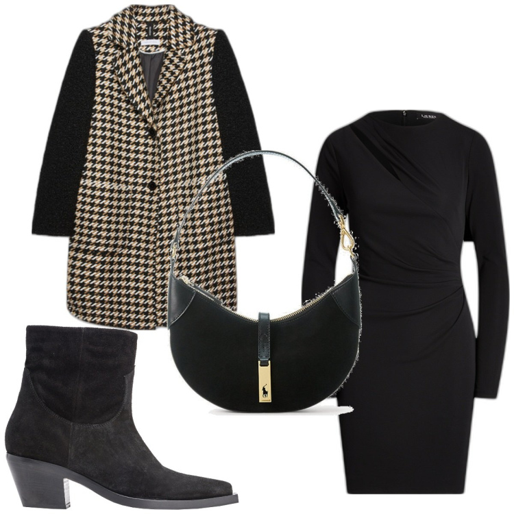 Outfit donna - Total look #1785056. Stile Trendy per Tutti i giorni. Abbinamento con stivaletti texani, borse a spalla, vestiti, cappotti.