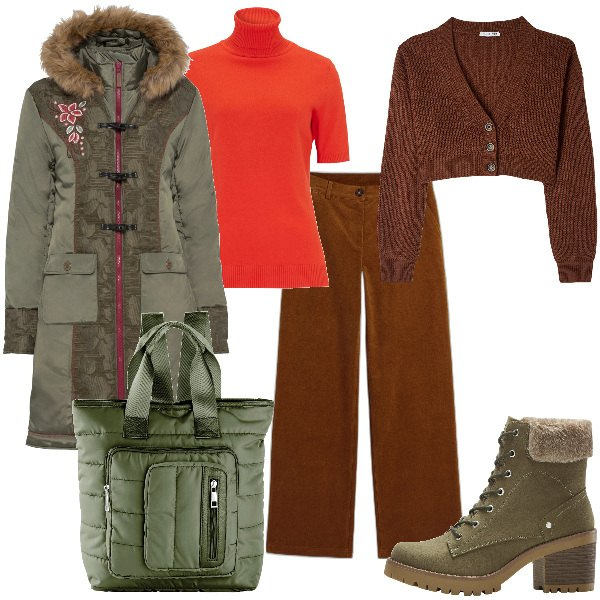 Outfit donna - Total look #1785085. Stile Basic per Tutti i giorni. Abbinamento con pantaloni, cappotti, stivaletti, zaini, maglieria, cardigans.