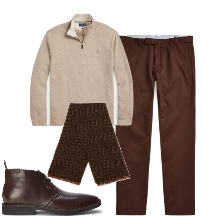 Outfit uomo - Ralph lauren. Stile Casual per Tutti i giorni. Abbinamento con pantaloni chino, stivali e stivaletti, pullovers, sciarpe.