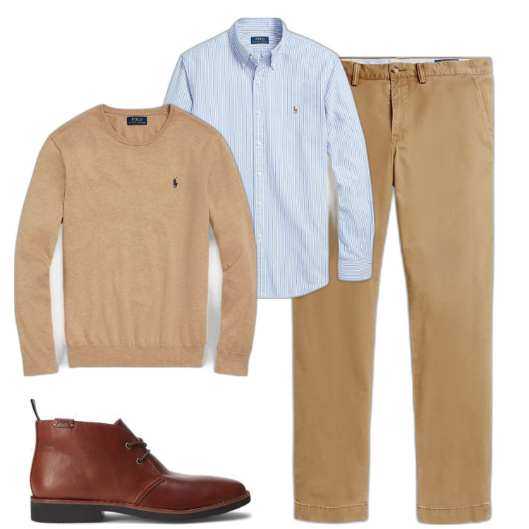 Outfit uomo - Daily chic. Stile Business/Elegante per Tutti i giorni. Abbinamento con camicie, maglieria, pantaloni, stivali e stivaletti.