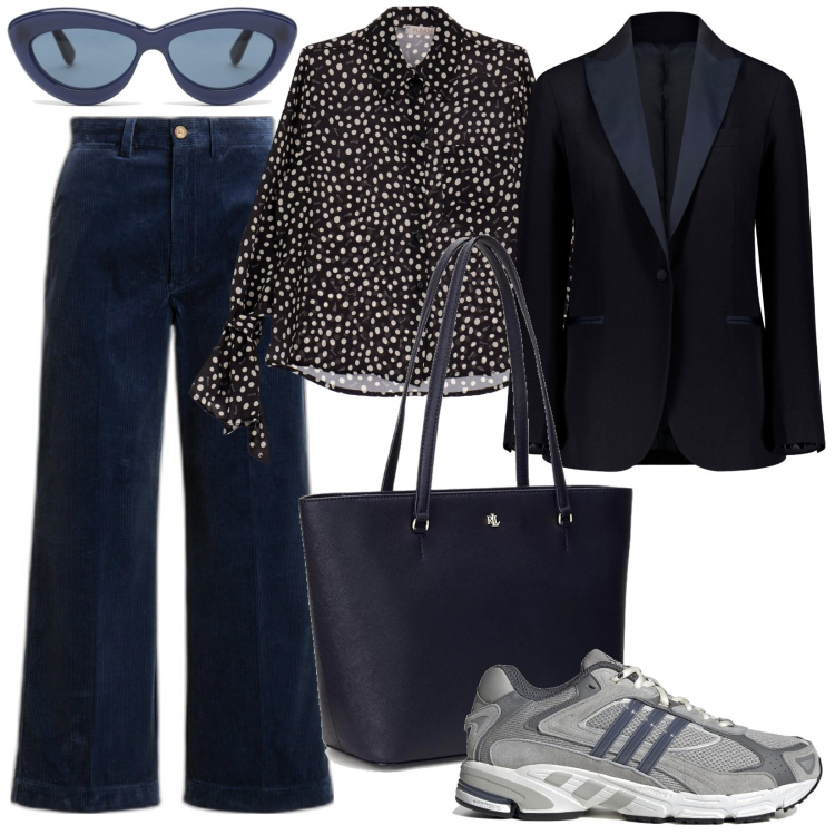 Outfit donna - Total look #1785311. Stile Sporty chic per Tutti i giorni. Abbinamento con camicie, borse tote, pantaloni, giacche, sneakers, occhiali da sole.