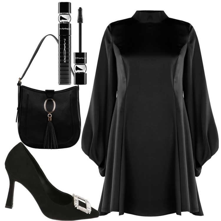Outfit donna - Serata. Stile Chic per Serata fuori. Abbinamento con mascara, vestiti corti, borse a spalla, décolleté.