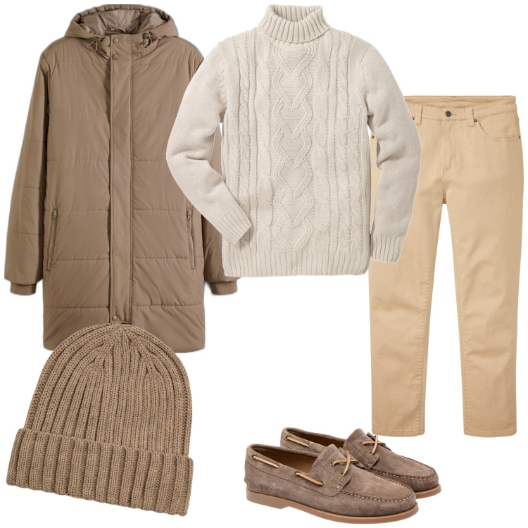 Outfit uomo - Un maglione da regalare. Stile Casual per Tutti i giorni. Abbinamento con pantaloni, maglieria, giacche, berretti, scarpe stringate.