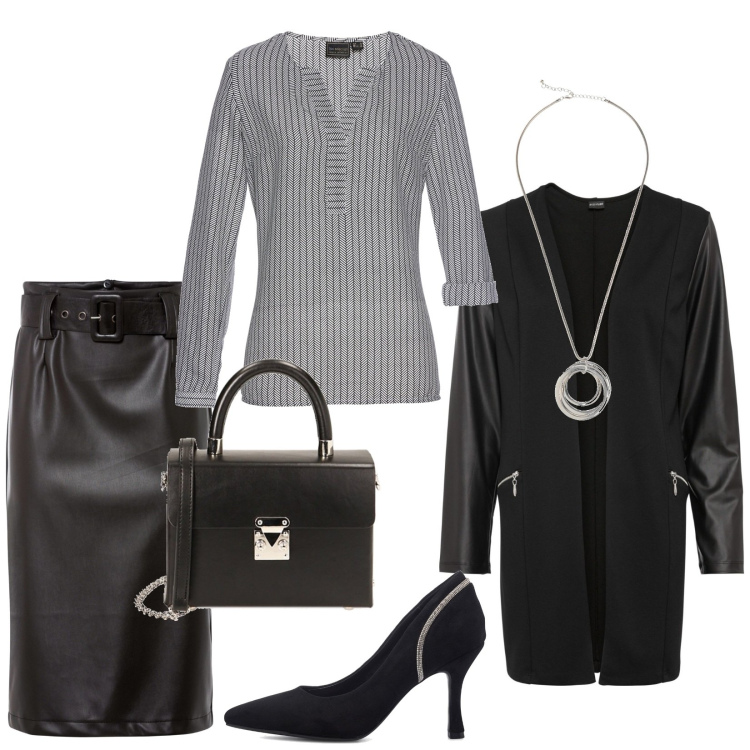 Outfit donna - Total look #1785591. Stile Chic per Serata fuori. look ideale per Tall. Abbinamento con tuniche, collane, gonne longuette, blazer, borse a spalla, décolleté.