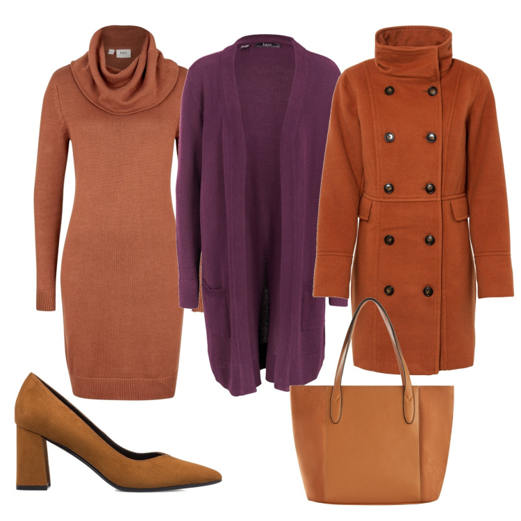 Outfit donna - Si intuisce che sono freddolosa?. Stile Chic per Ufficio. Abbinamento con cardigans, shopping bag, vestiti, cappotti, décolleté.