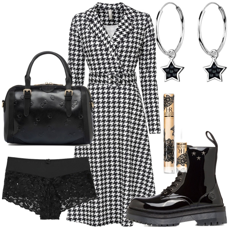 Outfit donna - Corsi di formazione. Stile Casual per Tutti i giorni. Abbinamento con culotte, vestiti, mascara, anfibi, borse a mano, orecchini.