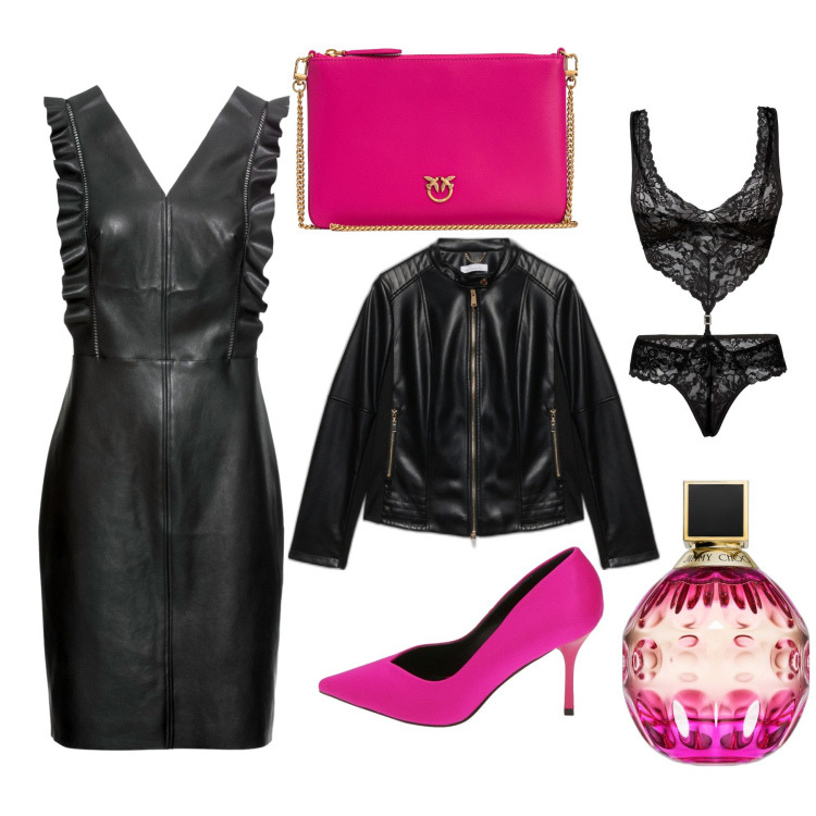 Outfit donna - Rock Curvy. Stile Rock per Serata fuori. Abbinamento con vestiti, body, profumi, borse a tracolla, décolleté, cappotti.