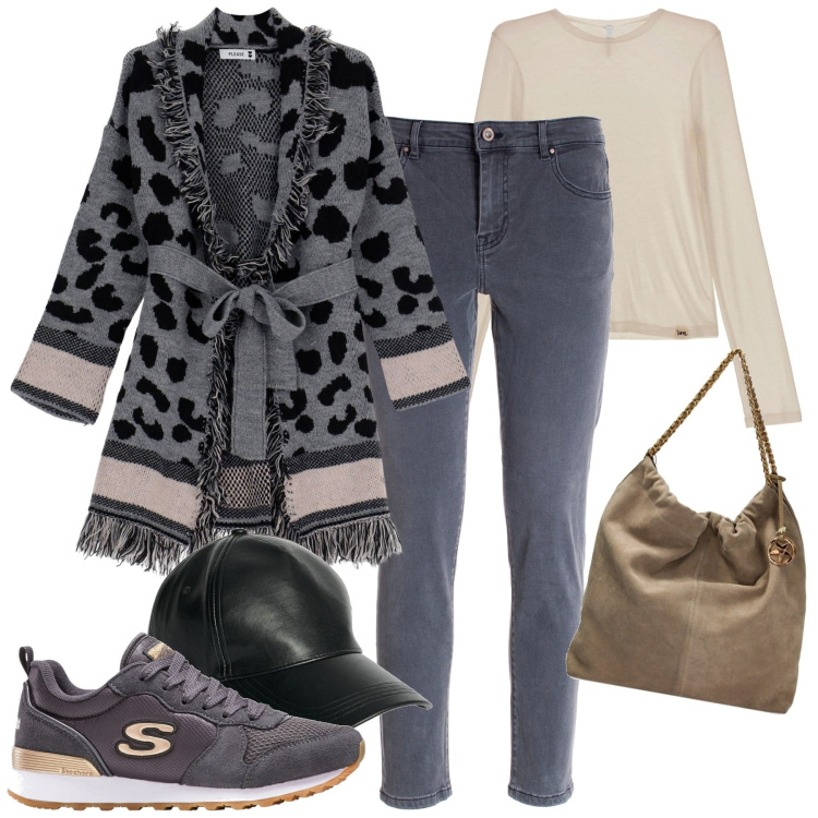 Outfit donna - Il cardigan lungo. Stile Casual chic per Tutti i giorni. Abbinamento con sneakers, jeans skinny, cardigans, maglieria, borse a spalla, cappelli.
