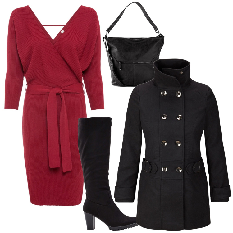 Outfit donna - Capodanno con Bonprix. Stile Bon Ton per Serata fuori. Abbinamento con stivali, vestiti, blazer, borse a tracolla.