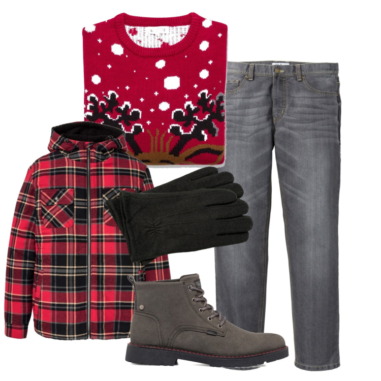 Outfit uomo - Andar per mercatini. Stile Urban per Tutti i giorni. Abbinamento con jeans dritti, cappotti, maglieria, anfibi, guanti.