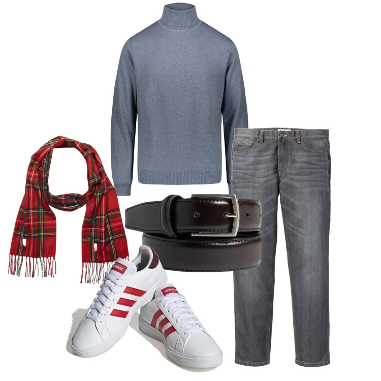 Outfit uomo - Ghost outfitter - dicembre. Stile Casual per Tutti i giorni. Abbinamento con jeans dritti, sneakers, maglieria, sciarpe, cinture.