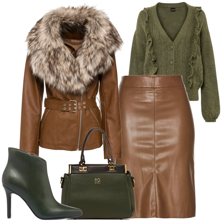 Outfit donna - Trendy in the city. Stile Trendy per Tutti i giorni. Abbinamento con gonne longuette, cardigans, blazer, stivaletti, borse a spalla.