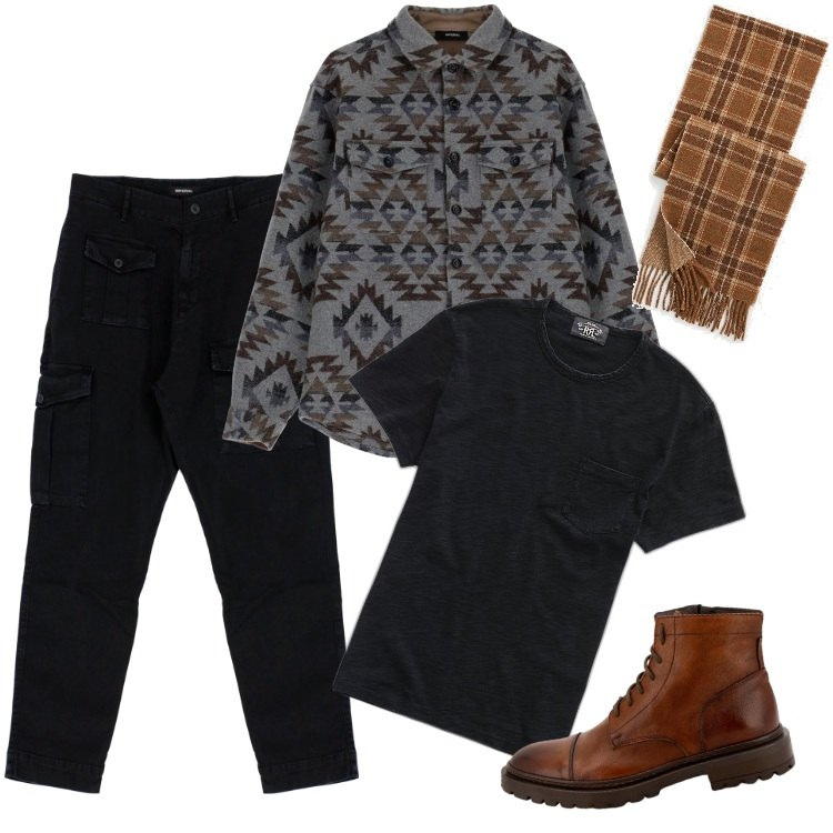 Outfit uomo - Serate fra amici-Dicembre. Stile Trendy per Serata speciale. Abbinamento con pantaloni, scarpe stringate, camicie, t-shirt, sciarpe.