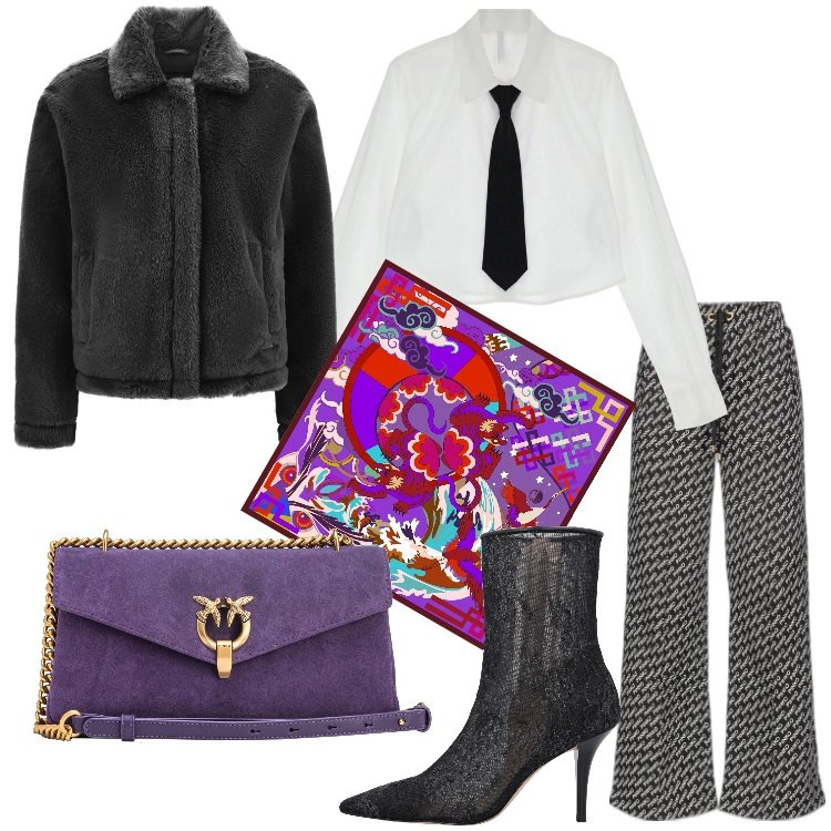 Outfit donna - Glamour per tutti i giorni. Stile Glamour per Tutti i giorni. Abbinamento con pantaloni, borse a spalla, stivaletti, camicie, cappotti, foulard.