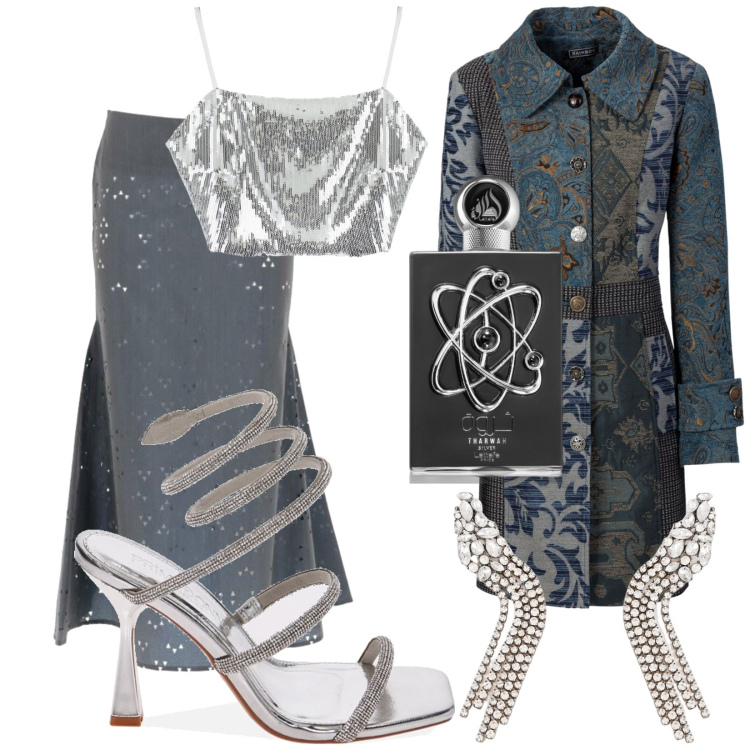 Outfit donna - Revenge. Stile Vintage retrò per Serata fuori. Abbinamento con cappotti, gonne longuette, profumi, orecchini, top, sandali col tacco.