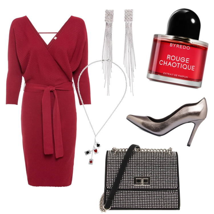 Outfit donna - Che la festa abbia inizio!. Stile Chic per Serata fuori. Abbinamento con orecchini, vestiti, profumi, borse a tracolla, décolleté, ciondoli.