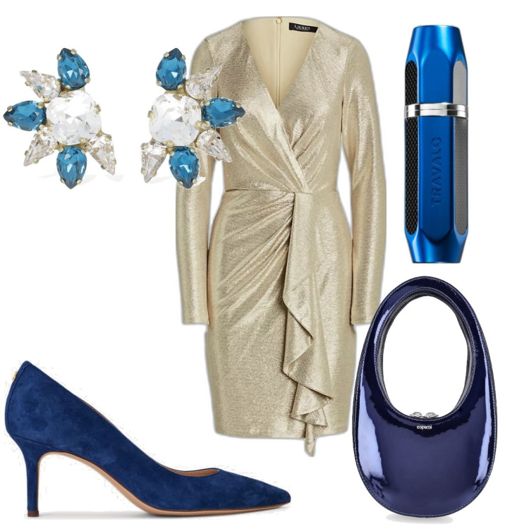 Outfit donna - Total look #1786743. Stile Glamour per Serata fuori. Abbinamento con profumi, vestiti, décolleté, orecchini, borse a mano.