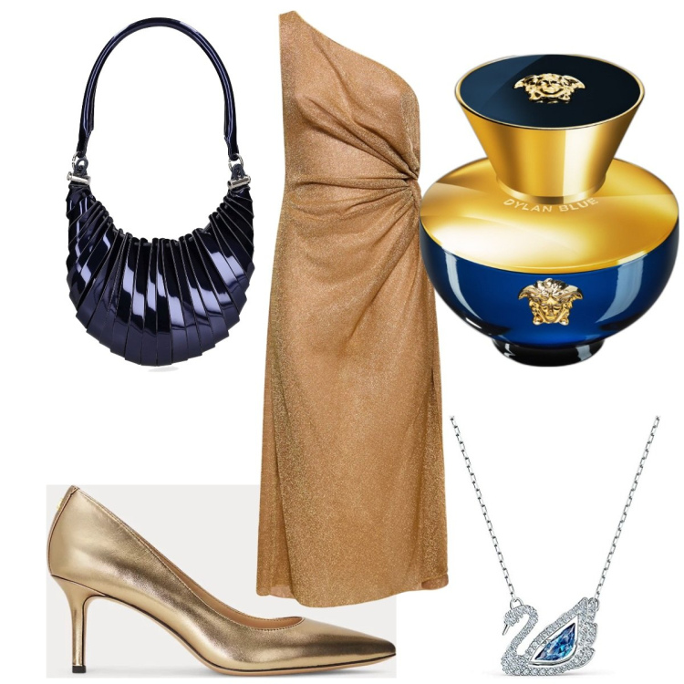Outfit donna - Total look #1786747. Stile Glamour per Serata fuori. Abbinamento con profumi, décolleté, collane, vestiti, borse a mano.