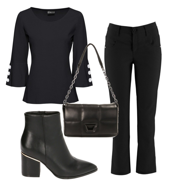 Outfit donna - Total look #1786759. Stile Trendy per Tutti i giorni. Abbinamento con pantaloni, maglieria, borse a tracolla, stivaletti.