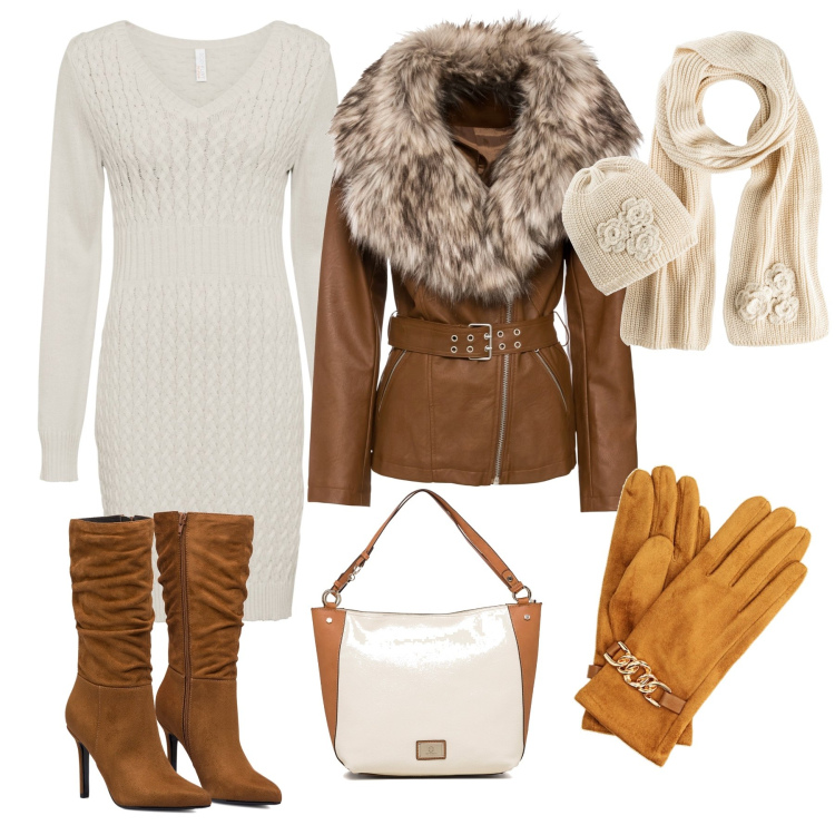 Outfit donna - Tacchi per le feste. Stile Glamour per Tutti i giorni. Abbinamento con vestiti, blazer, sciarpe, guanti, stivali sopra il ginocchio, borse a spalla.