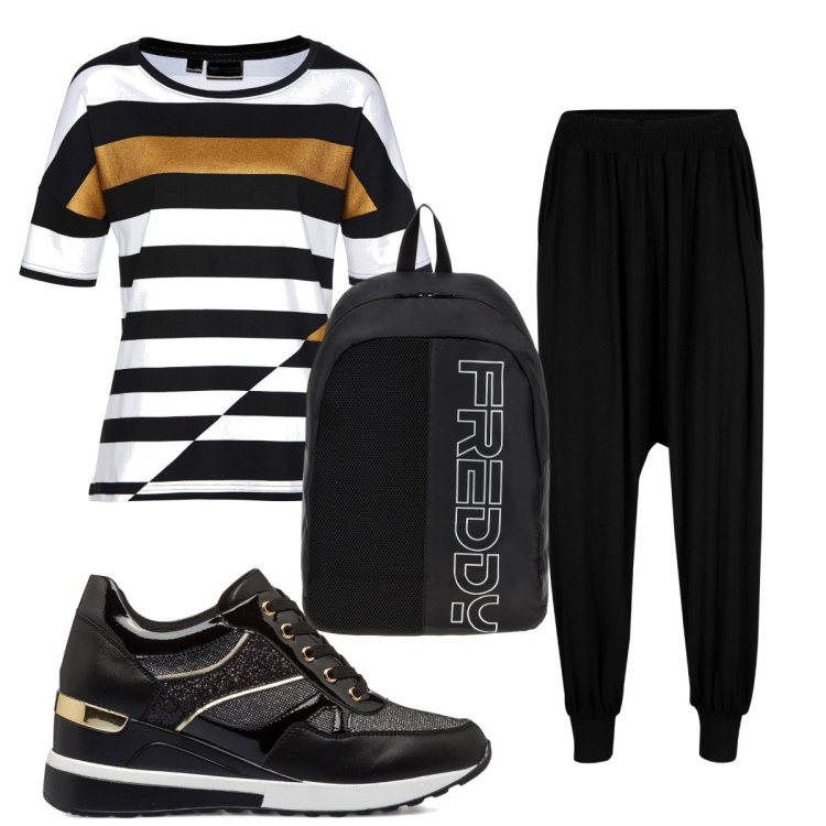 Outfit donna - Total look #1786788. Stile Basic per Tutti i giorni. Abbinamento con maglieria, pantaloni, zaini, sneakers.