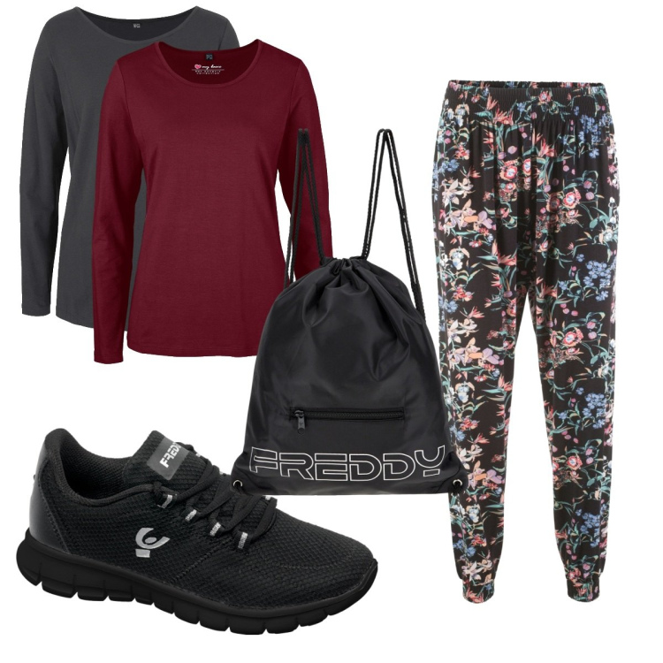 Outfit donna - Total look #1786806. Stile Basic per Sport. Abbinamento con maglieria, pantaloni, zaini, sneakers.