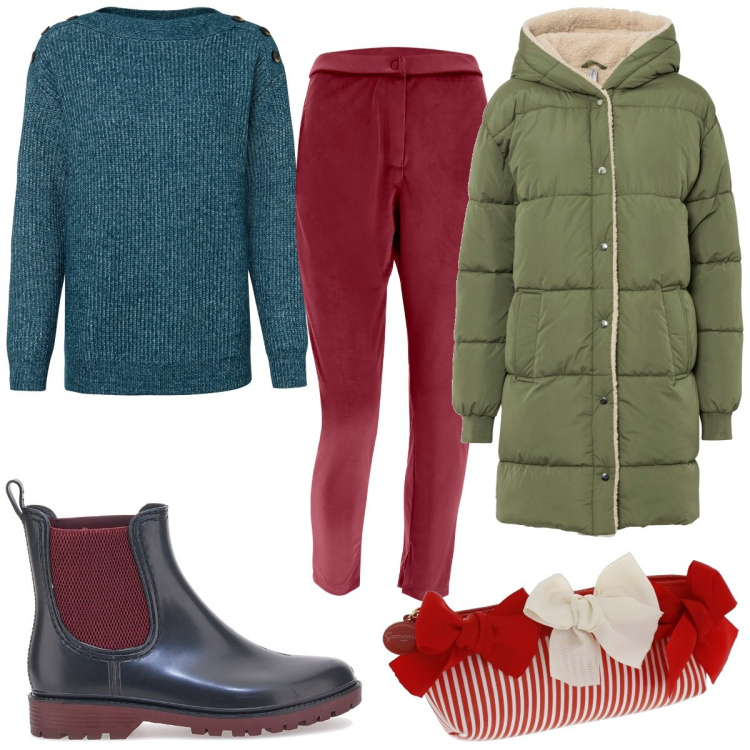 Outfit donna - Total look #1786945. Stile Basic per Tutti i giorni. Abbinamento con maglieria, cappotti, pantaloni, valigie, stivaletti chelsea.