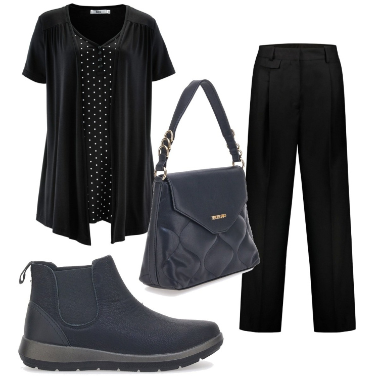 Outfit donna - Total look #1786953. Stile Trendy per Tutti i giorni. Abbinamento con maglieria, pantaloni, stivaletti, borse a mano.