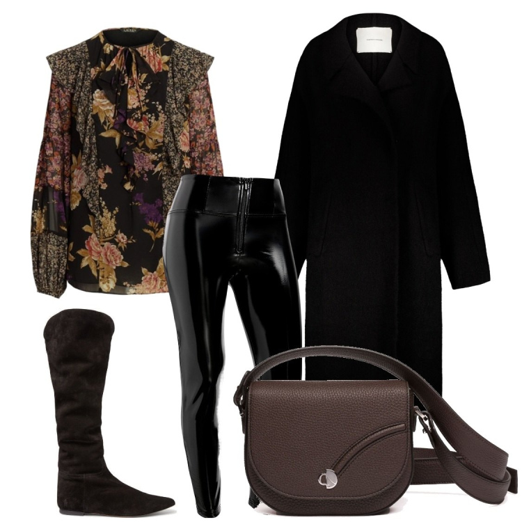 Outfit donna - Total look #1786993. Stile Chic per Tutti i giorni. Abbinamento con pantaloni skinny, camicie, stivali sopra il ginocchio, cappotti, borse a tracolla.