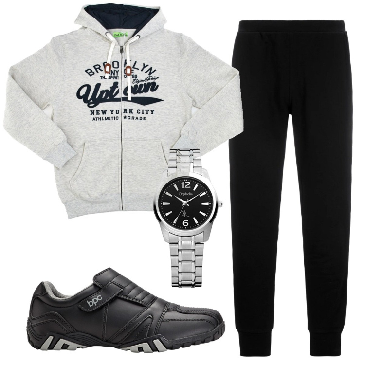 Outfit uomo - Total look #1787084. Stile Casual per Sport. Abbinamento con scarpe stringate, pantaloni, orologi, felpe con cappuccio.