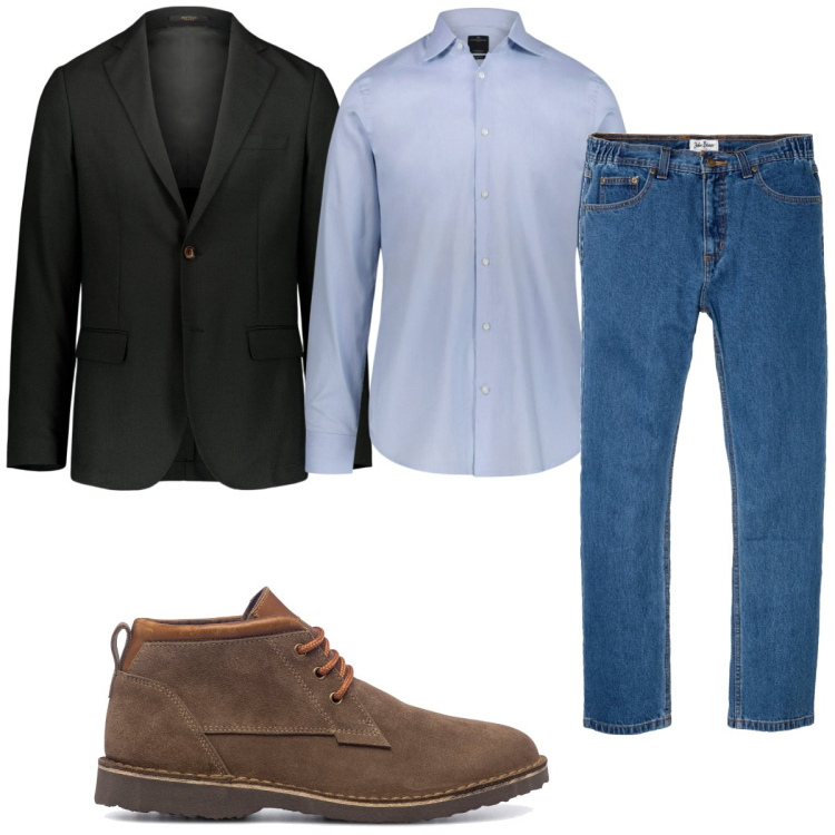 Outfit uomo - Total look #1787241. Stile Casual per Tutti i giorni. Abbinamento con jeans dritti, stivali e stivaletti, giacche, camicie.