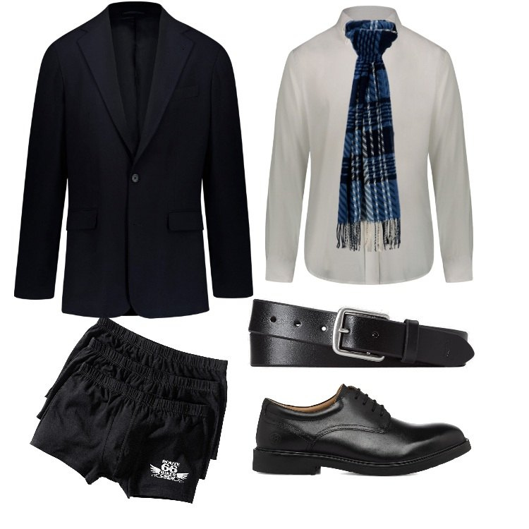 Outfit uomo - I Boxer Route 66-Dicembre. Stile Trendy per Serata speciale. Abbinamento con boxer, sciarpe, cinture, scarpe stringate, camicie, abiti.