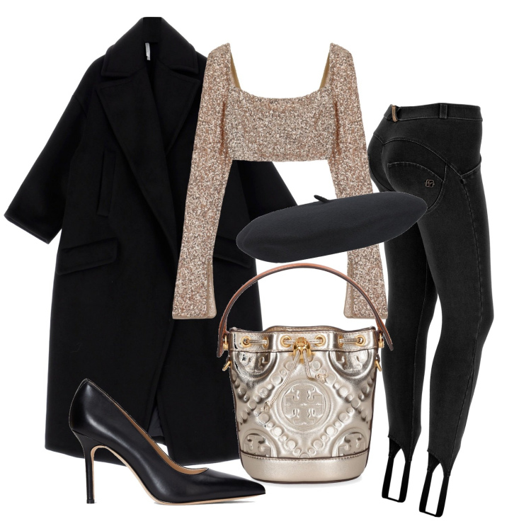 Outfit donna - Ghost outfitter - dicembre. Stile Trendy per Serata fuori. Abbinamento con cappotti, top, jeggings, décolleté, cappelli, borse a spalla.