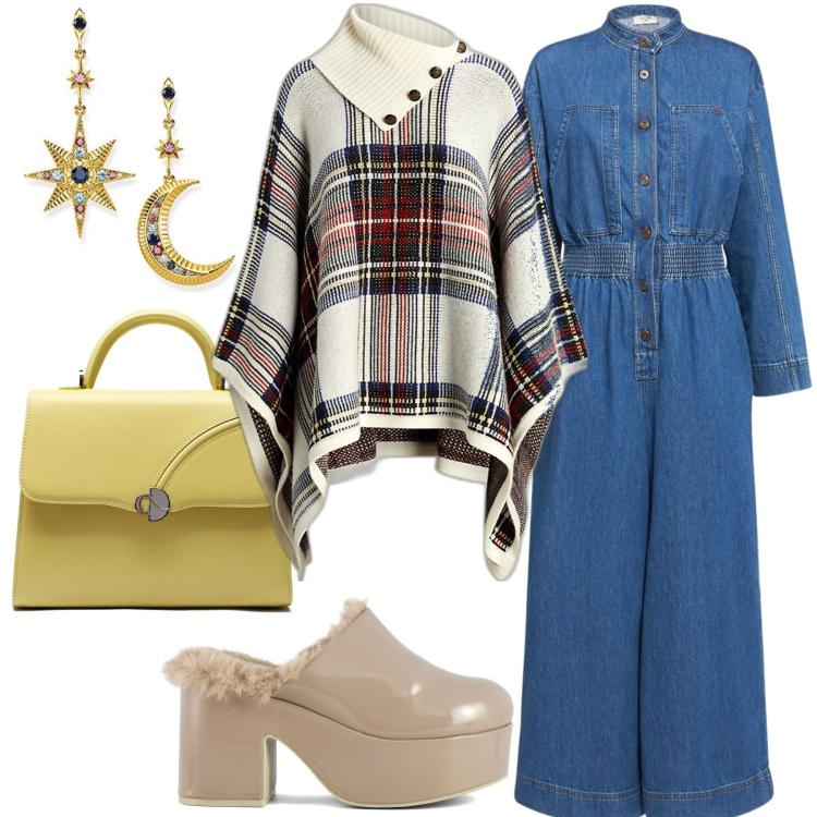 Outfit donna - Total look #1787334. Stile Casual per Tutti i giorni. Abbinamento con cappotti, sabot, orecchini, tute, borse a mano.