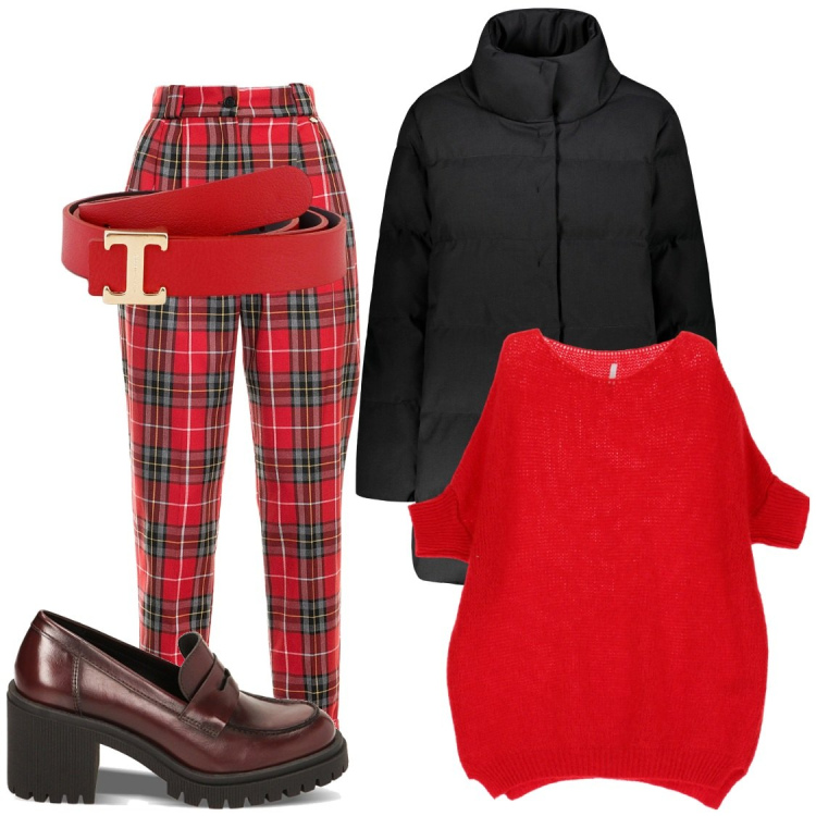 Outfit donna - E santo Stefano?. Stile Casual per Tutti i giorni. Abbinamento con pantaloni, pullovers, cinture, mocassini, piumini.