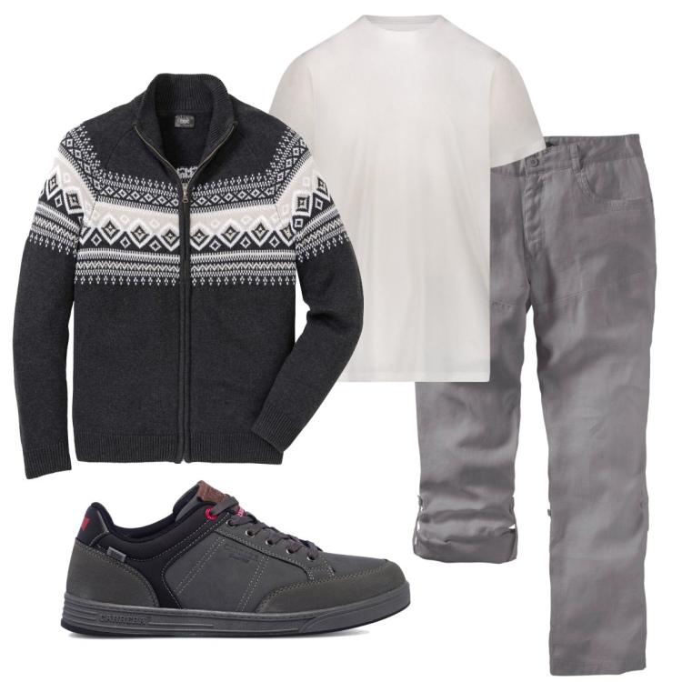 Outfit uomo - Total look #1787423. Stile Casual per Tutti i giorni. Abbinamento con pantaloni, cardigans, sneakers, t-shirt.