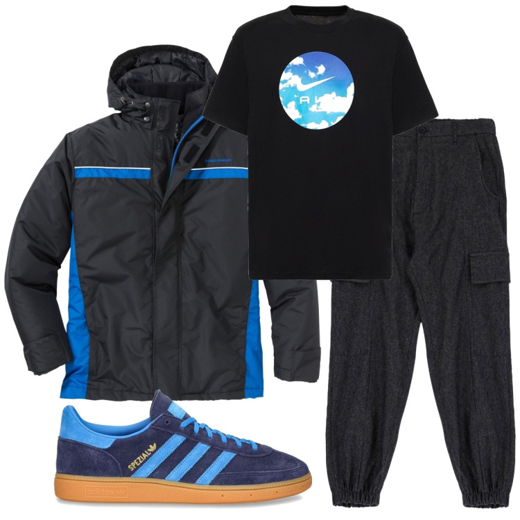 Outfit uomo - Total look #1787472. Stile Casual per Sport. Abbinamento con giacche, pantaloni, t-shirt, sneakers.