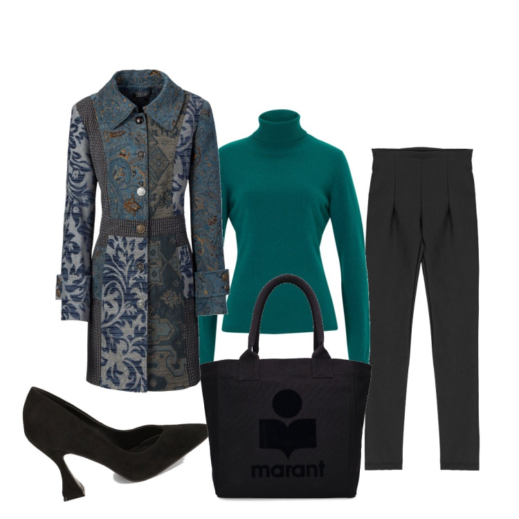 Outfit donna - Elegante dalla mattina alla sera. Stile Minimal per Tutti i giorni. Abbinamento con cappotti, maglieria, pantaloni skinny, décolleté, shopping bag.