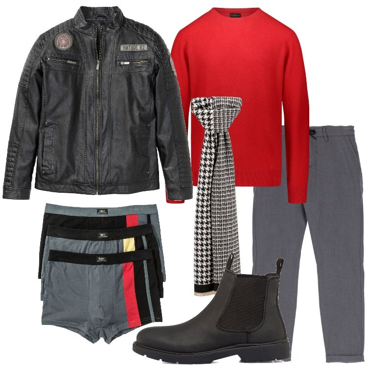 Outfit uomo - Intimamente preferisco i boxer. Stile Casual per Tutti i giorni. Abbinamento con boxer, giacche, pantaloni, sciarpe e foulard, stivali e stivaletti, maglieria.