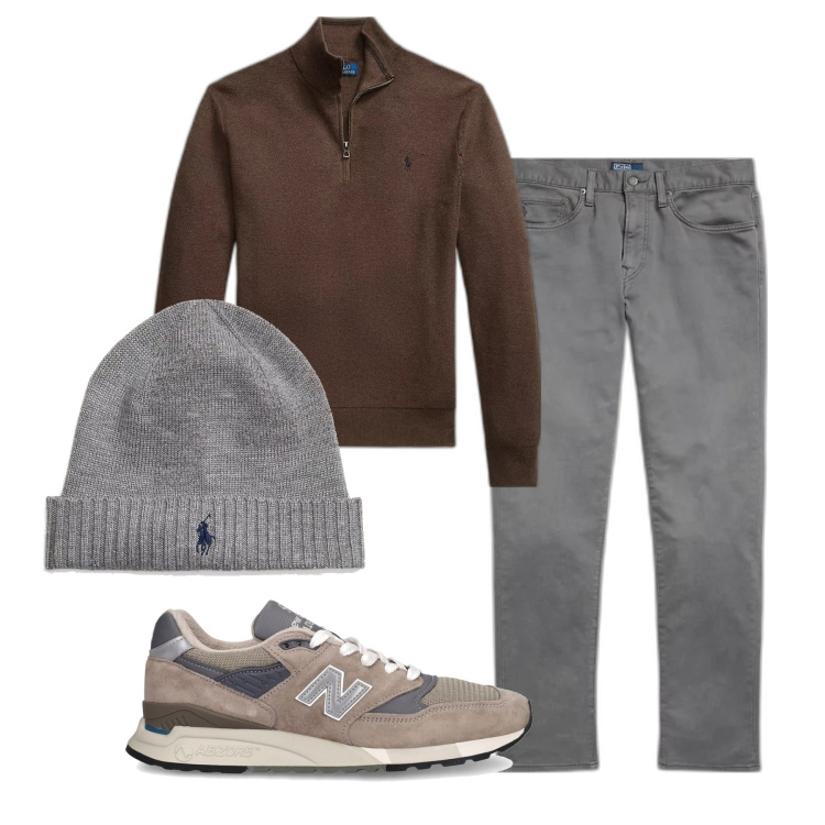Outfit uomo - Neutri caldi e freddi. Stile Urban per Tutti i giorni. Abbinamento con berretti, maglieria, pantaloni chino, sneakers.